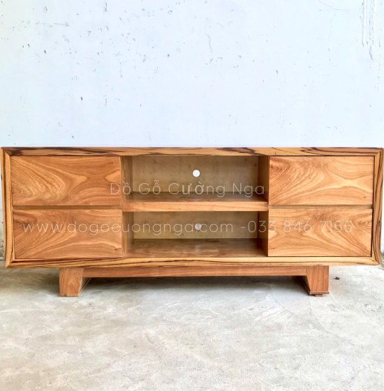 Kệ Tivi Gỗ Hương Xám Chân Vát - Hiện Đại KG 022