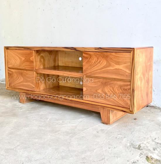 Kệ Tivi Gỗ Hương Xám Chân Vát - Hiện Đại KG 022