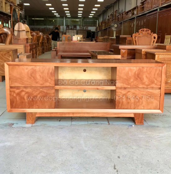 Kệ tivi gỗ Đinh Hương hiện đại 1m6 - mẫu chân vát