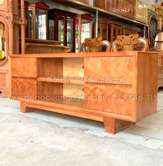 Kệ tivi gỗ Đinh Hương hiện đại 1m6 - mẫu chân vát