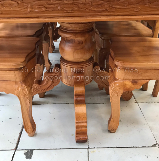 Bàn Ăn Gỗ Gõ Đỏ 8 Ghế Mẫu Bánh Tây Cao Cấp Sang Trọng 