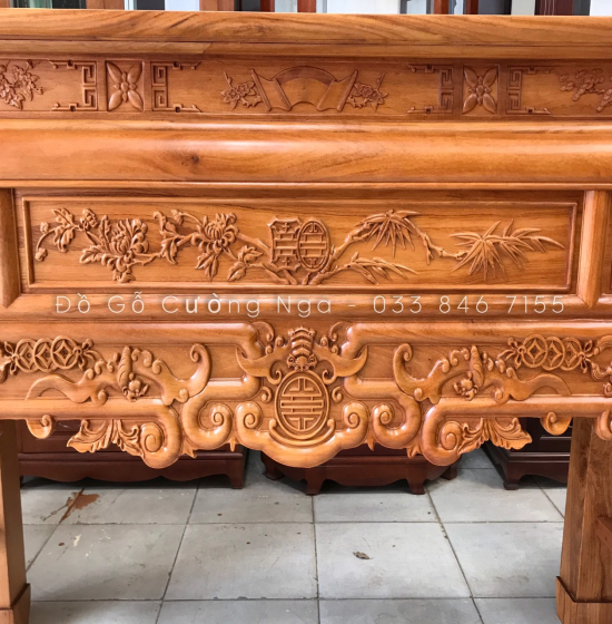 Bàn thờ gia tiên gỗ gõ đỏ tam cấp 1m75 - BT 05 
