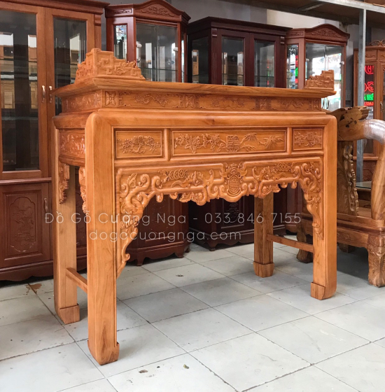 Bàn thờ gia tiên gỗ gõ đỏ tam cấp 1m75 - BT 05 