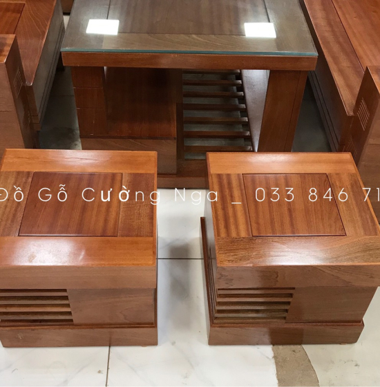 Bàn Ghế Sofa Gỗ Xoan Đào Cao Cấp - Đối Tay Trứng 