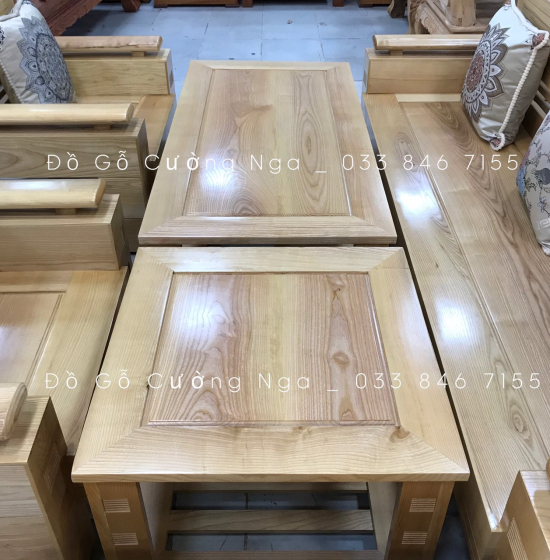Bàn Ghế Sofa Gỗ Sồi Nga Mẫu Đối - Tay Trứng SF 70