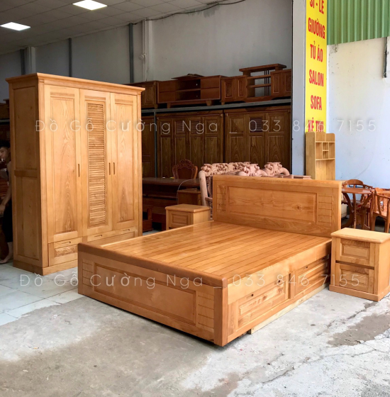 Tủ Áo Gỗ Sồi Nga 3 Cánh 2 Buồng Hiện Đại 