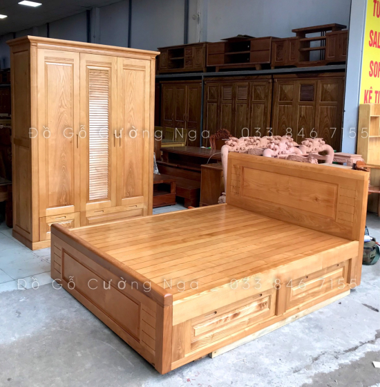 Tủ Áo Gỗ Sồi Nga 3 Cánh 2 Buồng Hiện Đại 