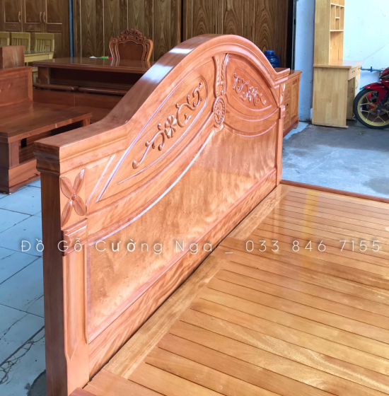 Giường gỗ đinh hương vạt phản - mẫu hoa lá tây 