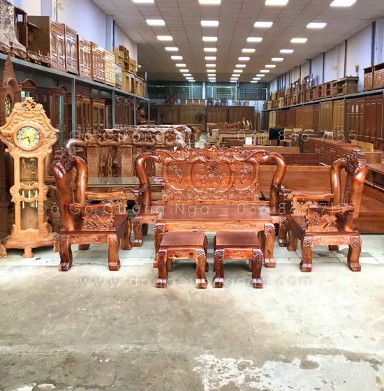 Bộ bàn ghế salon gỗ tràm tay 12 chạm bát tiên 