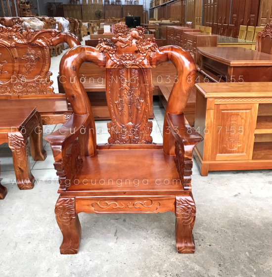 Bộ bàn ghế salon gỗ tràm tay 12 chạm bát tiên 