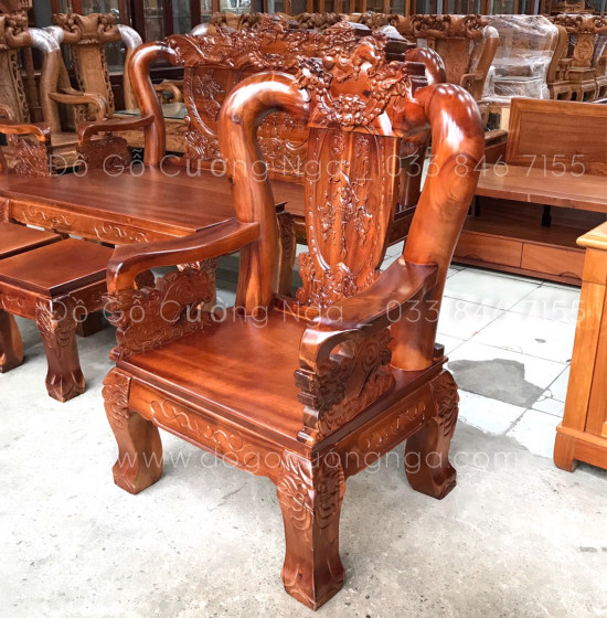 Bộ bàn ghế salon gỗ tràm tay 12 chạm bát tiên 