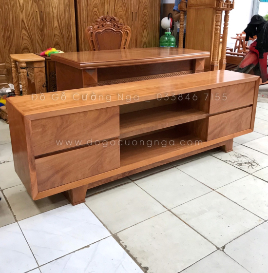 Kệ tivi gỗ Đinh Hương hiện đại 1m6 - mẫu chân vát