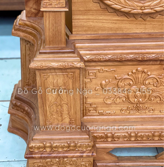 Đồng Hồ Cây Gỗ Gõ Đỏ 2m3 - Mẫu Tháp 