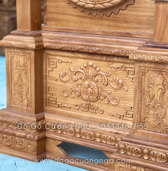 Đồng Hồ Cây Gỗ Gõ Đỏ 2m3 - Mẫu Tháp 