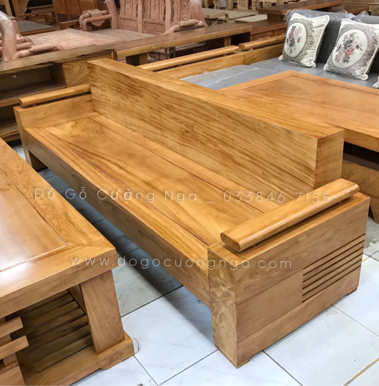 Bộ Ghế Sofa Gỗ Gõ Đỏ Đối Tay Trứng Cao Cấp 