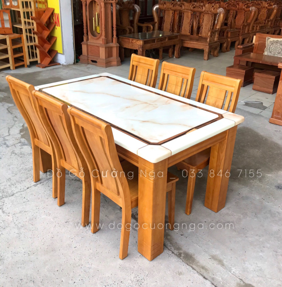 Bộ bàn ăn 6 ghế mặt đá cao cấp giá tốt 