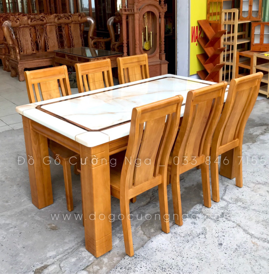 Bộ bàn ăn 6 ghế mặt đá cao cấp giá tốt 