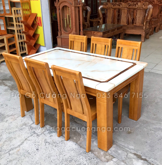 Bộ bàn ăn 6 ghế mặt đá cao cấp giá tốt 