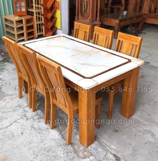 Bộ bàn ăn 6 ghế mặt đá cao cấp giá tốt 