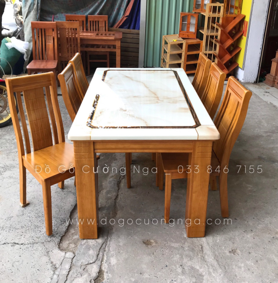 Bộ bàn ăn 6 ghế mặt đá cao cấp giá tốt 