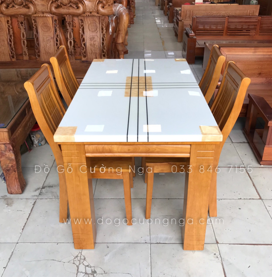 Bộ bàn ăn mặt đá nhập khẩu 4 ghế hiện đại 