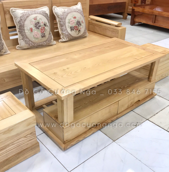 Bộ Ghế Sofa Một Văng 2m - Gỗ Sồi Nga Màu Tự Nhiên 