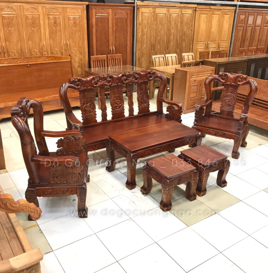 Bộ bàn ghế phòng khách gỗ tràm tay 10 