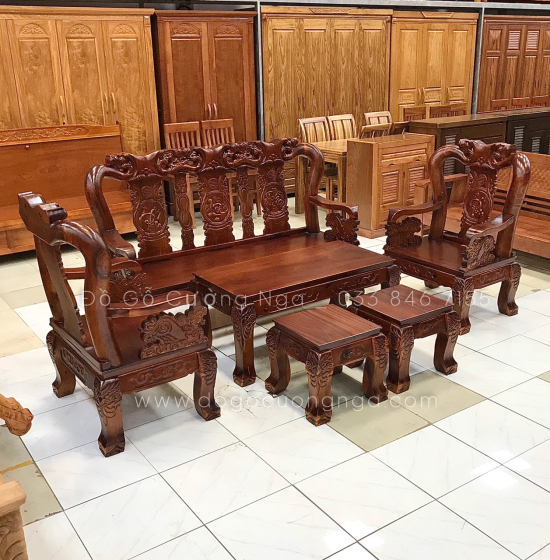 Bộ bàn ghế phòng khách gỗ tràm tay 10 
