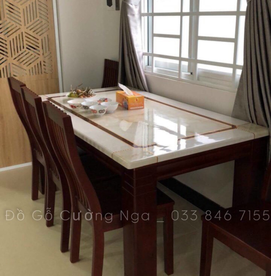 Bộ bàn ăn mặt đá 4 ghế cao cấp 