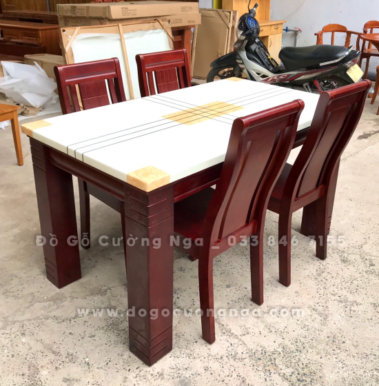 Bộ bàn ăn mặt đá 4 ghế cao cấp 