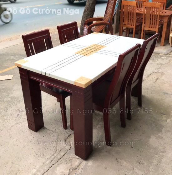 Bộ bàn ăn mặt đá 4 ghế cao cấp 