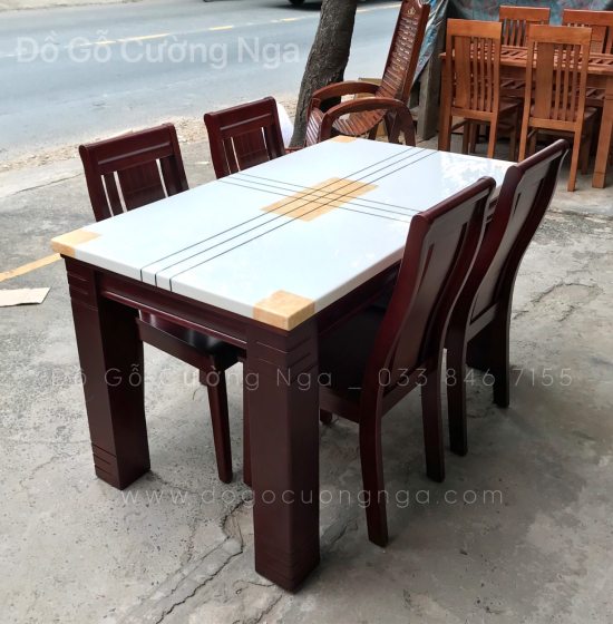 Bộ bàn ăn mặt đá 4 ghế cao cấp 