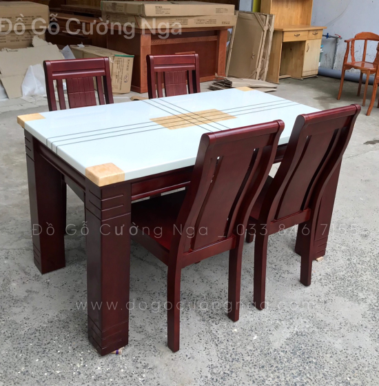 Bộ bàn ăn mặt đá 4 ghế cao cấp 
