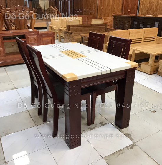 Bộ bàn ăn 4 ghế mặt đá nhập khẩu BĐ 010