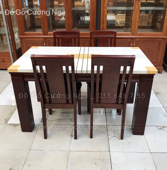 Bộ bàn ăn 4 ghế mặt đá nhập khẩu BĐ 010