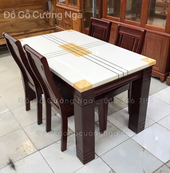 Bộ bàn ăn 4 ghế mặt đá nhập khẩu BĐ 010