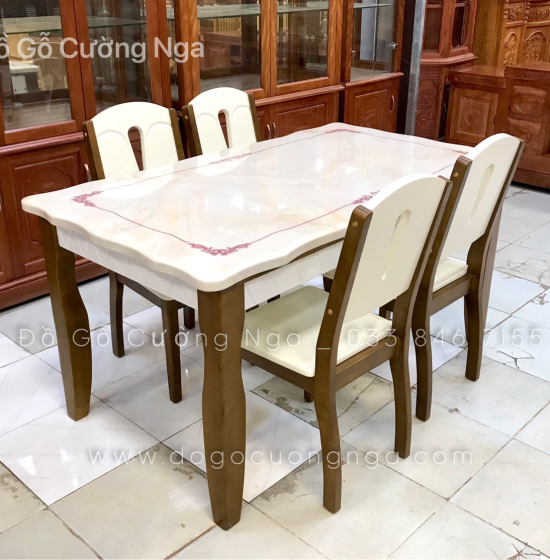 Bộ bàn ăn mặt đá 4 ghế hiện đại 