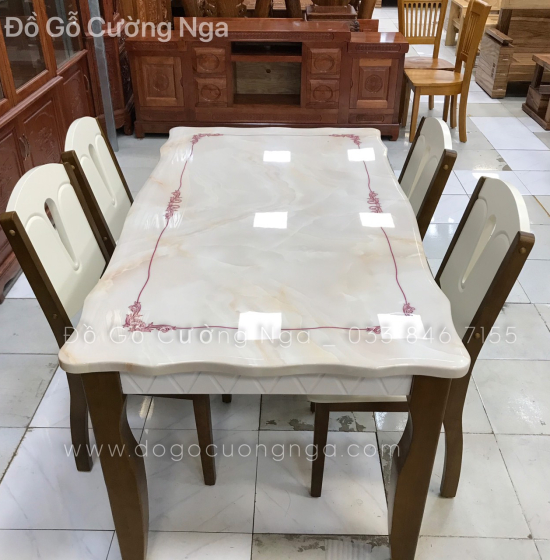 Bộ bàn ăn mặt đá 4 ghế hiện đại 