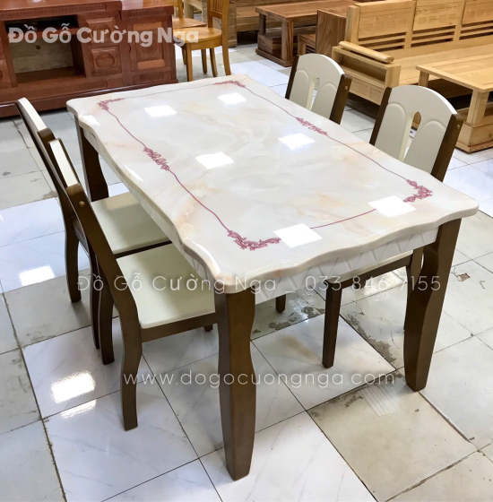 Bộ bàn ăn mặt đá 4 ghế hiện đại 