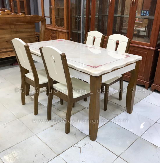Bộ bàn ăn mặt đá 4 ghế hiện đại 