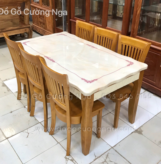 Bộ bàn ăn mặt đá 6 ghế hiện đại 