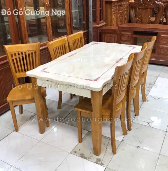 Bộ bàn ăn mặt đá 6 ghế hiện đại 
