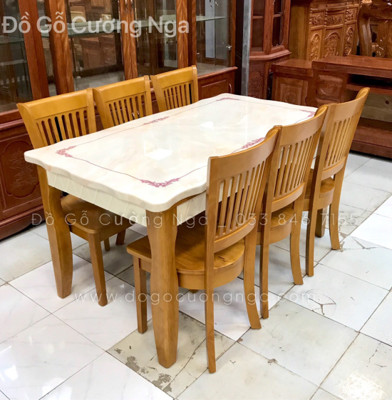 Bộ bàn ăn mặt đá 6 ghế hiện đại 