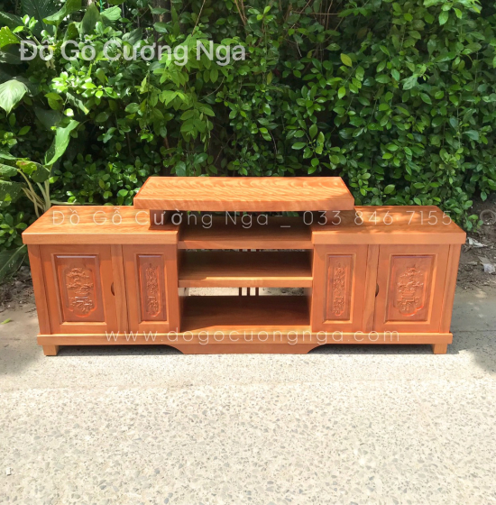 Kệ tivi gỗ Đinh Hương mẫm mâm hiện đại KG 09