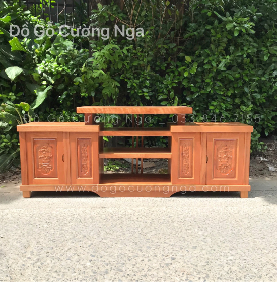 Kệ tivi gỗ Đinh Hương mẫm mâm hiện đại KG 09
