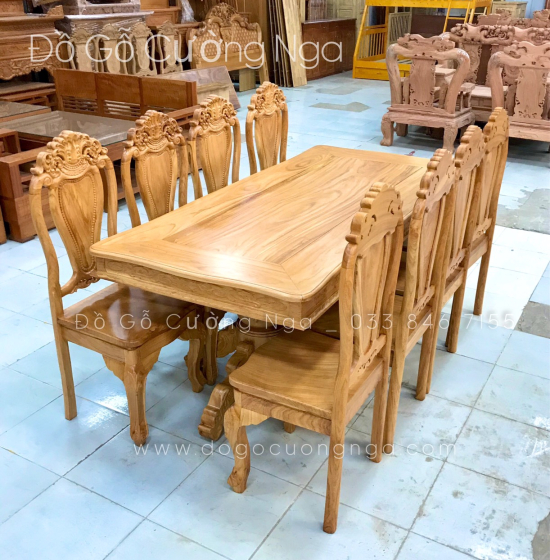 Bàn Ăn Gỗ Gõ Đỏ 8 Ghế Cao Cấp Sang Trọng 