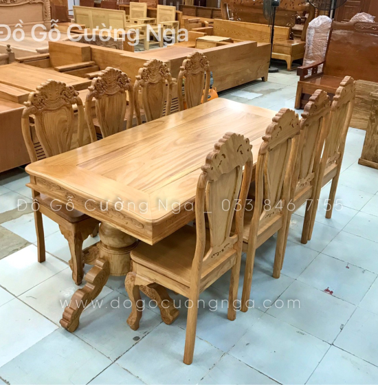 Bàn Ăn Gỗ Gõ Đỏ 8 Ghế Cao Cấp Sang Trọng 