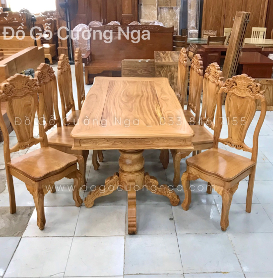 Bàn Ăn Gỗ Gõ Đỏ 8 Ghế Cao Cấp Sang Trọng 