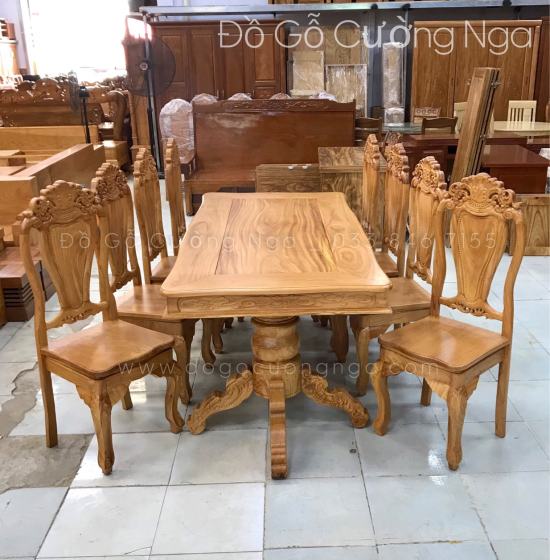 Bàn Ăn Gỗ Gõ Đỏ 8 Ghế Cao Cấp Sang Trọng 