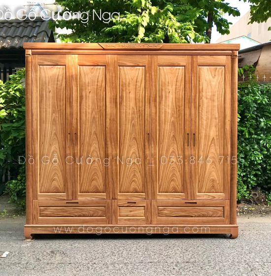 Tủ áo gỗ hương xám 5 cánh 
